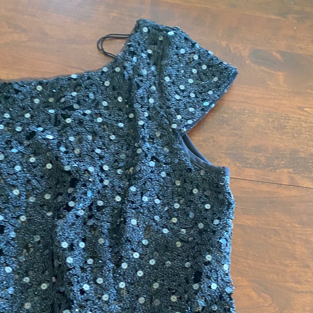 🔥Bundle 3 for $50🔥 Adrianna Papell Black Sequin Cap Sleeve Shift Dress PLUS SIZE - Picture 7 of 8